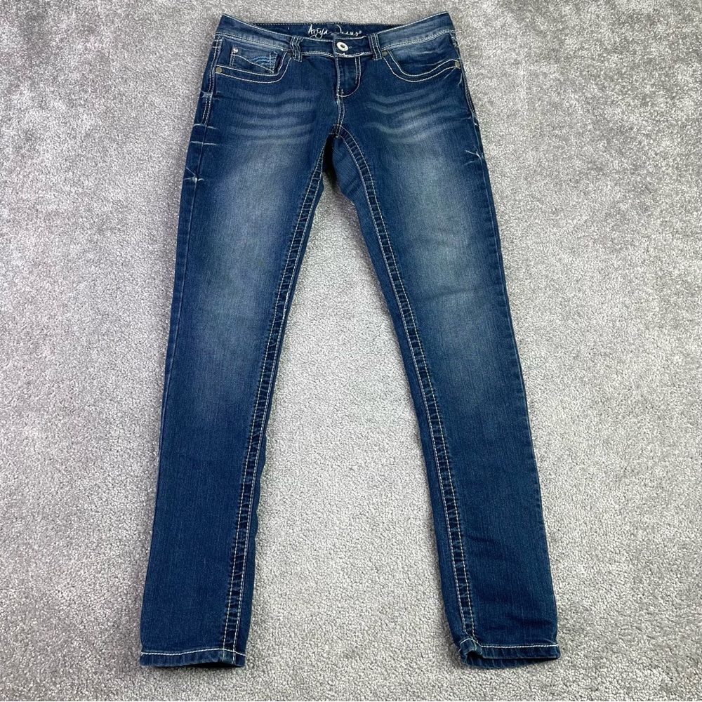 Ariya Jeans Women’s 3/4 Blue Skinny Low Rise Dark Denim Stretch Y2K